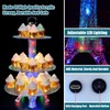 PARYRAY 3-Tier LED Cupcake Stand with Eiffel Tower Design -