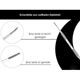 Professional Corner File for Toenails Nail File Corner File 2-Sided Straight Curved Stainless Steel Manicure Double Instrument