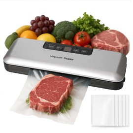 Fenikle Vacuum Sealer, Automatic 60KPA Food Vacuum Sealer Machine, Food Preservation Dry, Soft and Wet,Three Sealing Modes, Food Storage Packaging, Includes 15 Vacuum Sealer Bags