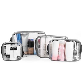 Bolsas de Cosméticos de PVC Transparente VAGALBOX, Bolsas de Almacenamiento Simples, Bolsas de Lavado, Bolsas de Almacenamiento Impermeables, Diferentes Especificaciones (Juego de 4)