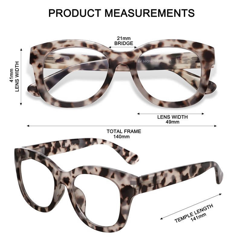 AMOMOMA 3 Pack Retro Oversized Reading Glasses for Women Blue