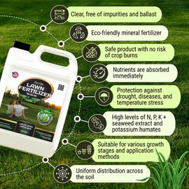 Liquid 10-10-10 Fertilizer for Lawn, Plants, Vegetables, Flowers - All Purpose Plant Food Outdoor & Indoor Plant Food - Balanced NPK Lawn Fertilizer with Nitrogen Potassium Phosphorus (1gal)