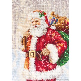 Luca-S B575 Santa Claus Kreuzstichset, Baumwolle, mehrfarbig, 21x30cm