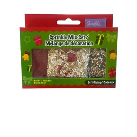 3 Pack Christmas Sprinkle Mix Set (Sprinkle Mix Set- Gold, White, Red and Green Gift Giving)