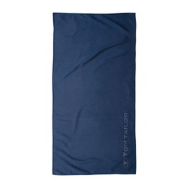 Tom Tailor Sports Towel 70 x 140 cm, 80% Polyester, 20% Polyamide/Microfibre, with Fine Stitching and Embossed Logo, Blue (Dark Navy)