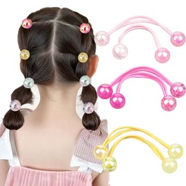 Wenlly 10 pieces candy color hair ties, double headed ball elastic ponytail holder, sweet hair scrunchies, hair accessories
