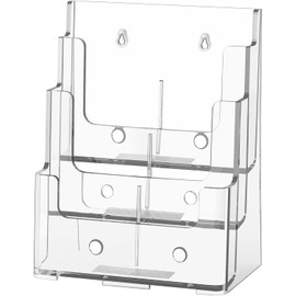 FUCDTEFC Acrylic Brochure Holder 8.5x11 & 4 x9 Inches, Clear 3 Tier Magazine Holder Brochure Display Stand w Removable Divider, Literature Pamphlet Flyer Holder for Wall Mount or Countertop