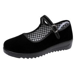 missfiona Women's Mary Jane Shoes China Flat Low Shoes Old Beijing Ballet Flats, Black (black velvet)