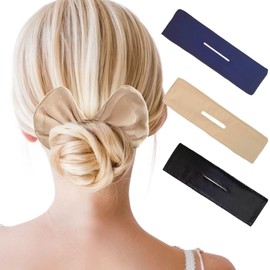 3 PCS Deft Hair Bun Maker, Bun Maker, Flexible Donut Twister for Hair Curling and Bun Shaping, Invisible Nets, Easy to Use (Black, Navy, Khaki)