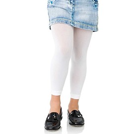 Kids Fashion Girls Microfiber Semi-Opaque Footless Tights 40 Denier (13+ Years (158cm), White)