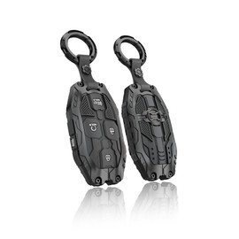 WiCuaSix Heavy Key Fob Cover for Hyundai, Key Fob Case Protector Accessories Fits for 2024 2023 Hyundai Ioniq 6 Grandeur GN7 KONA Elantra Sonata Tucson (5 Buttton-Black)