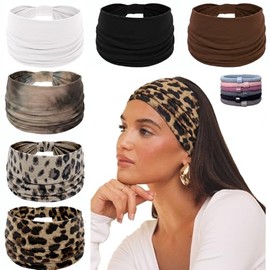 KU Diademas anchas para mujer, paquete de 6 unidades, suaves, elásticas, deportivas, yoga, correr, gimnasio