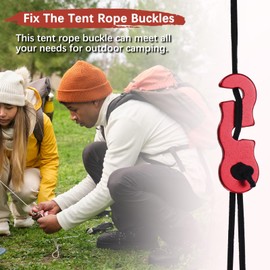 TIXIPEM Rope Tensioner Aluminum Alloy [30PCS] - Guyline Cord Adjusters Use for Camping & Hiking & Picnic & Outdoor Activities- [Red-1.7IN] Tent Rope Adjuster