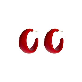 Fashion Acrylic Earrings for Women Red Chunky C Hoop Earrings Resin Open Hoops Earrings Studs with 925 Sterling Silver Post Womens Statement Ear Jewelry Gift Hypoallergenic
