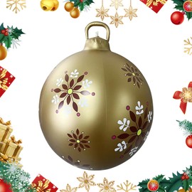 Inflatable Christmas Ball PVC Christmas Inflatable Decorated Ball 60cm Outdoor Large Christmas Xmas Balls for Outside Holiday Christmas Ornament Yard Lawn Porch Garden Decor (C)