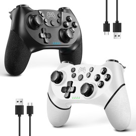 AceGamer 2pcs Wireless Controller für Switch/Lite/OLED, Controller für Switch Pro mit Weckfunktion mit einer Taste，Switch Pro Controller mit Doppel vibration/Turbo/Screenshot (Schwarz & Weiß)