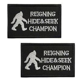 2 PCS Hide and Seek Champion Tactical Funny Patch Embroidered Applique Emblem Hook and Loop Patch for Coat,Helmets,Biker,Jeans,Hats,Backpacks,Uniforms,Jackets,Pouch,Bags,Vests,Armband