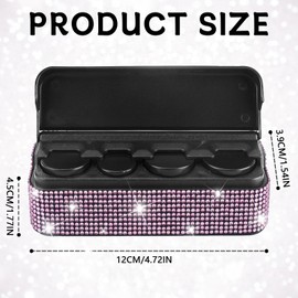 Bling Coin Holder for Car,Rhinestone Car Change Holder,Vehicle Coin Oraganizer with 4 Compartments Compatible with Quarter/Nickel/Pennies/Dimes,Universal Car Coin Change Organizer Accessory (Pink)
