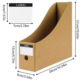 Qanye Pack of 5 Magazine Racks, File Holder, Cardboard, Magazine Box, DIY Magazine Holder, Used for School Home, Office, Home File Storage and Classification (Khaki)