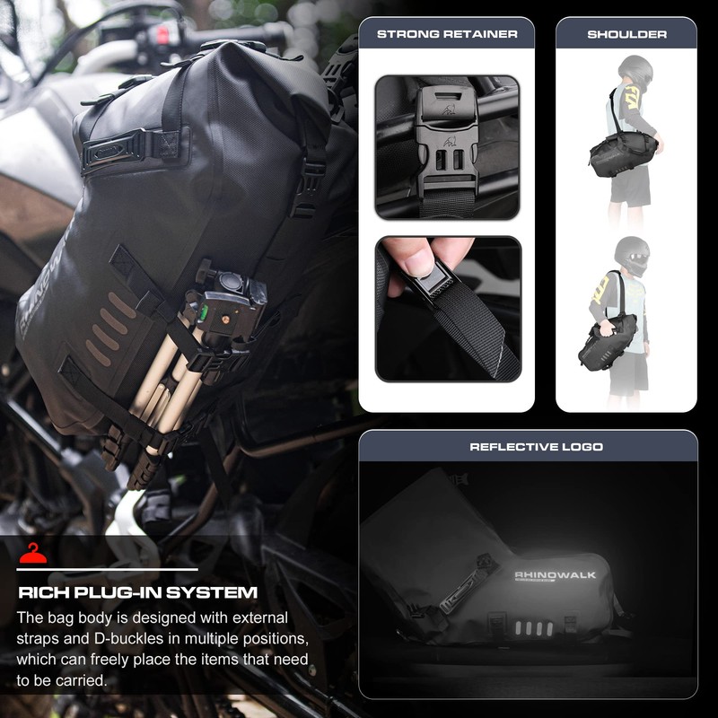 Rhinowalk Motorcycle Saddle bags, Waterproof motorcycle saddlebags, shoulder bag 28L(14L*2),