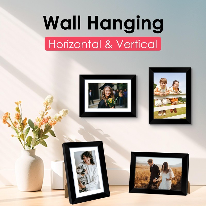 FIXSMITH 5x7 Picture Frame, Black Photo Frame with HD Plexiglass,