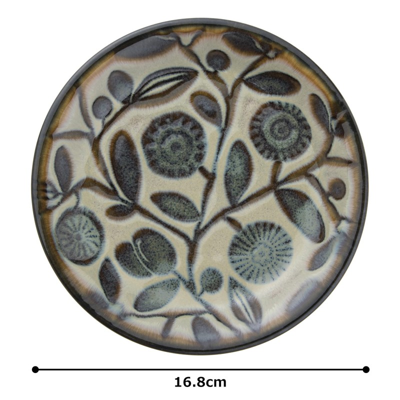 Marusan Kondo 21818 Plate, S, Flower and Olive, Folk Art,