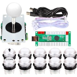 EG STARTS 1 Player USB LED Encoder To PC Games 8 Way Stick Controllers + 10x LED Illuminated Push Buttons For Arcade Joystick DIY Kits Parts Mame Raspberry Pi 2 3 Games White