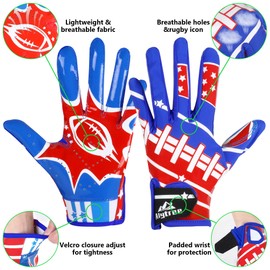 Invech Youth Football Gloves, Kids Receiver Football Gloves with Anti Slip Palm, Great Gift for Boys and Girls 8-12