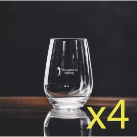 Unmarked Golfing Stemless Wine Glasses x4 Premium 15 Oz Personalize Sports Funny NEW