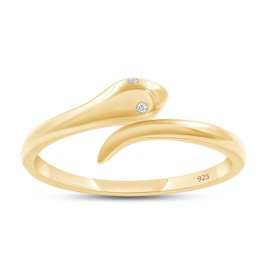 Adjustable Snake Ring | Round Sparkling White Cubic Zirconia Open Snake Rings for Women In 14K Yellow Gold Over Sterling Silver Jewelry Gift for Daughters Wife-8