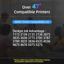 664XL Cartucho de tinta negro tricolor para HP 664 664XL Combo Pack para DeskJet 1115 2135 2138 3635 3636 3638 4535 4536 4538 4675 4676 4678 tinta de impresora (1 negra, 1 colorcolorcolorcolor)