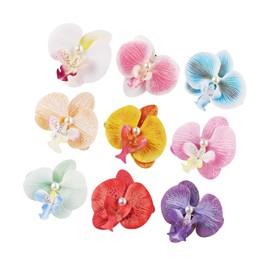 SM SunniMix 9x Tropical Orchid Hair Clips, Bohemian Hairpins Butterfly Orchid Hair Barrettes, Flower Hair Clips for Wedding Summer