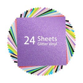 AHIJOY Shimmer Vinyl Bundle Permanent Adhesive 12"x12" 22 Pack Glitter Adhesive Vinyl Sheets & 2 High Tack Transfer Paper Tape Vinyl for Mug Cup DIY Project Party Decoration
