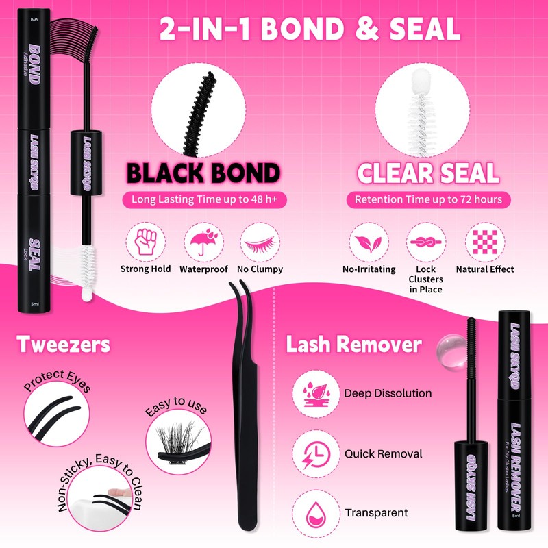 Lash Clusters Kit 8 Styles 1464Pcs Wispy Eyelash Clusters Kit