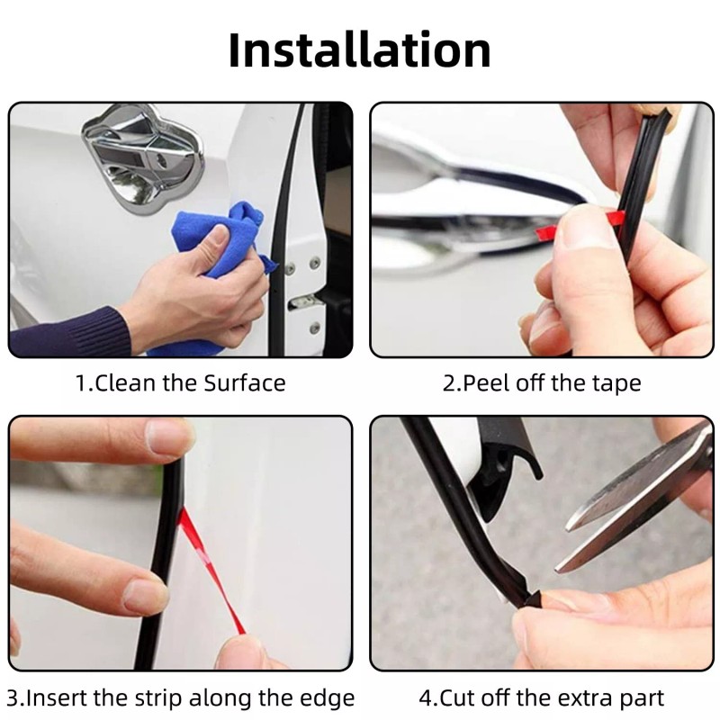 TSUINZ For Ford Car Door Edge Trim Guard Moulding Rubber