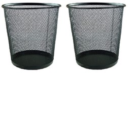 2 Pack Circular Mesh Bins - Waste Paper Baskets (Black)