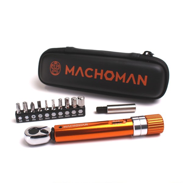 MACHOMAN 1/4" Drive Pocket Torque Wrench 2-14Nm, 10 Bits and Magnetic Bit Holder Set, Suitable for Bicycle Tools, Mountain Bikes TQW210SB