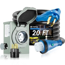 BOYISEN 50 Amp Generator Inlet Box and 20 FT Generator Power Cord, ETL Listed Generator Inlet Box 50 Amp Kit, Pre-Drilled NEMA SS2-50P 50 Amp Generator Inlet Box with NEMA 14-50P / SS2-50R Cord