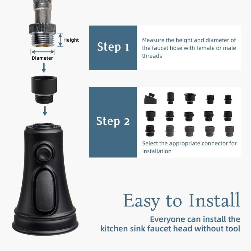 Universal Pull Down Spray Head 3 Modes for Kitchen Faucet,