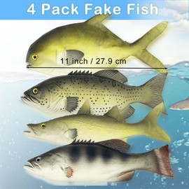 Nexboraque 4 Pack Fake Fish, 11 Inch Artificial Fish Models Simulated Pretend Realistic Fish Lifelike Sea Fish for Party Display, Kitchen Decor, Photography Props, 4 Types