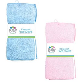 The Home Fusion Company 3 Pack SuperSoft Baby Wash Cloths Bath Feeding Shower Towel Flannel Wipe Pink Or Blue
