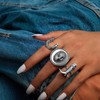 HUASAI Western Statement Rings for Women Silver Turquoise Jewelry Cow