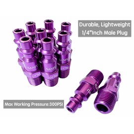 SANFU 1/4 NPT Air Hose Fittings 10 Pcs Purple, I/M Type Male thread air compressor fittings, Lightweight, Premium Air Compressor Hose Accessories
