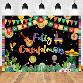 Withu Feliz Cumpleaños Backdrop Mexican Fiesta Happy Birthday Party Decorations Banner Cinco De Mayo Festival Carnival Bday Photo Photography Background 7x5ft