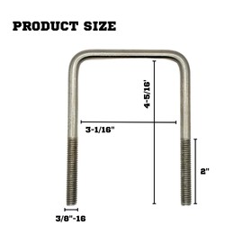 Mighty Fasteners Heavy-Duty 90° U-Bolt |304 Stainless Steel| 1/2"-13 X 3-1/16" X 4-5/16" Threaded 2"| Marine Trailer Mounting | Includes Flat Washers, Nylon Lock Nut & Split Washers| 12 Pack