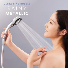 SANEI PS3136-81XA-CDP Rainy Metallic Ultra Fine Bubble Shower Head, Ultra Fine Water Flow, Hand Stop, Water Saving, Silver Plated