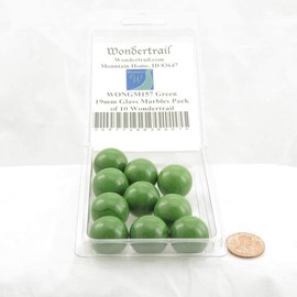 Green 19mm Glass Marbles Pack of 10 Wondertrail