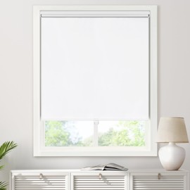 LazBlinds No Tools No Drill Cordless Roller Shades, 100% Blackout Blinds for Windows, Thermal Insulated UV Protection Roll Up Blinds for Windows, 28.5" W x 72" H, White