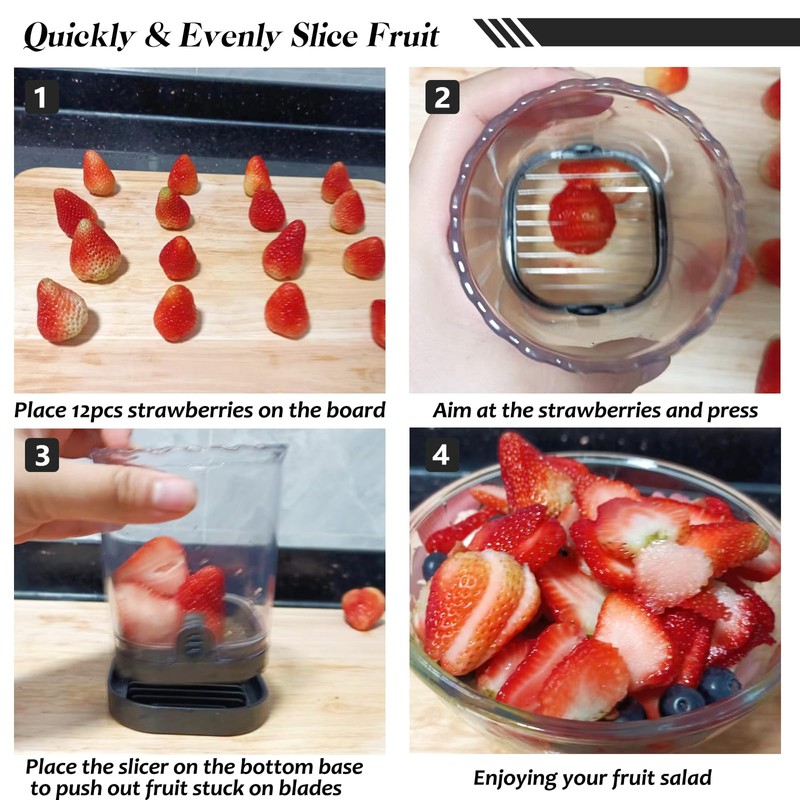 Creative Strawberry & Fruit Slicer - Detachable Cutter with Push