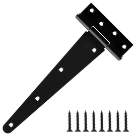 10 Inch Shed Door Hinges T-Strap Gate Hinge Heavy Duty 2 Pack Barn Farm Fence Tee Hinges for Doors Outdoor Kitchen Wood Cabinet Interior Exterior Window Bar Shop Matte Blake Door Hinge Hardware Kit